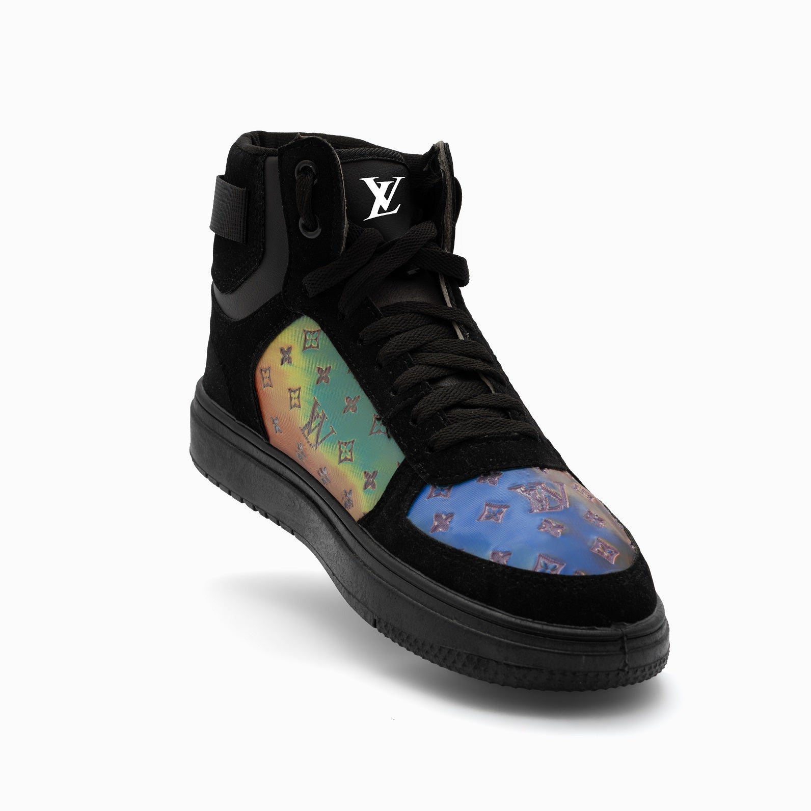 LV Holographic High Top Sneakers / Black â Hezaa
